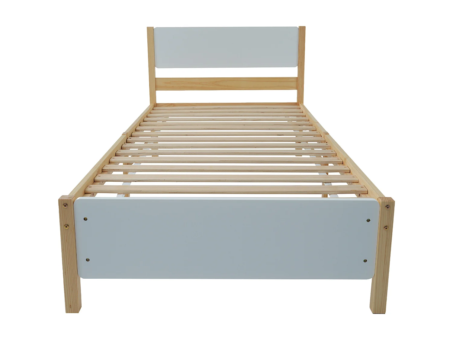 Eenpersoonsbed 90x200cm houten frame - Wit