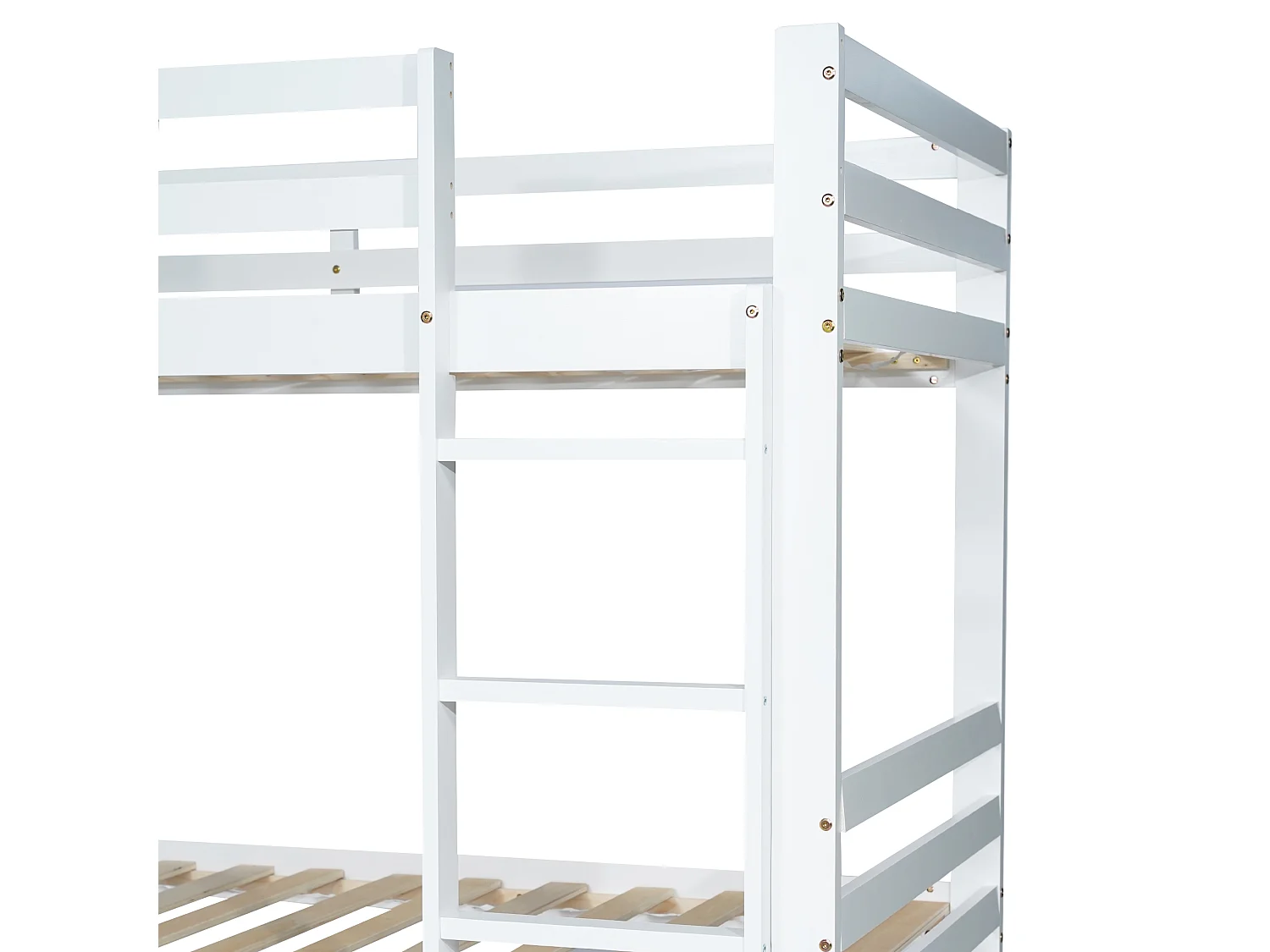 Beliche com compartimentos e escada - moldura em pinho - 90x200cm - branco -