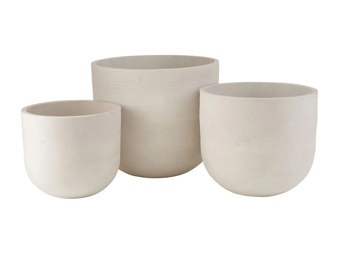 Set di 3 fioriere in ceramica bianca 50x50x43,5 cm