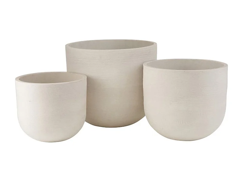 Set di 3 fioriere in ceramica bianca 50x50x43,5 cm