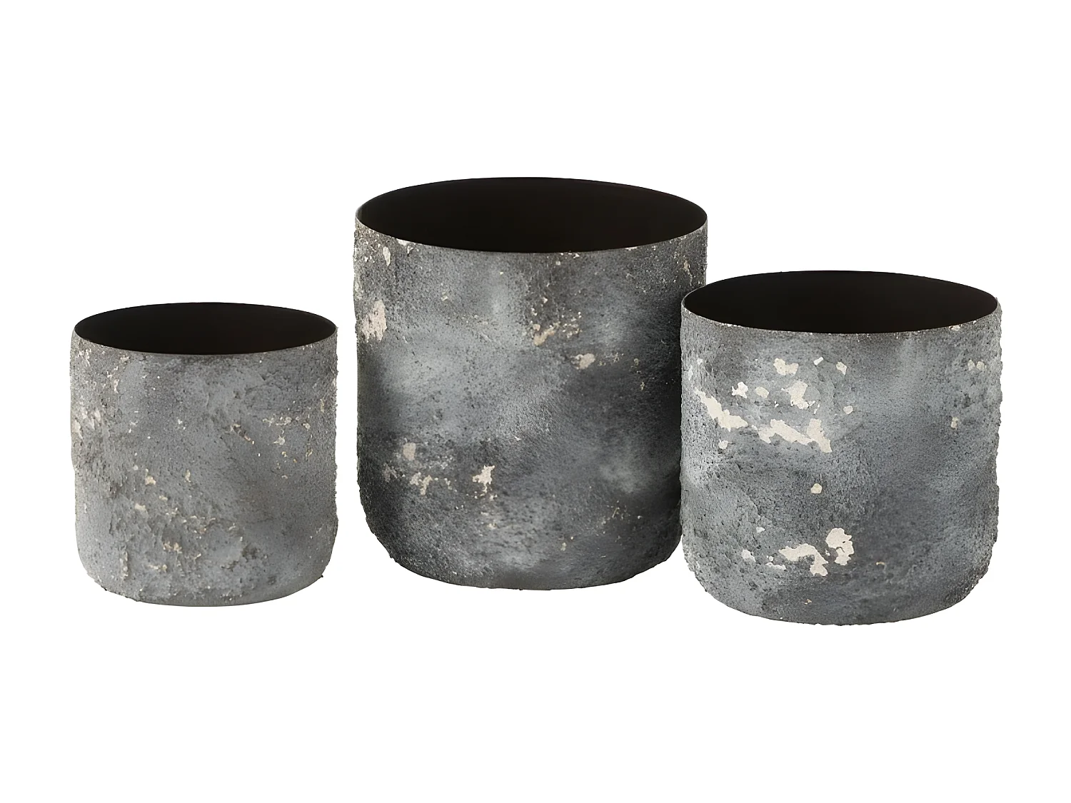 Lot de 3 Cache-Pots en Métal "Effy" 18cm Gris
