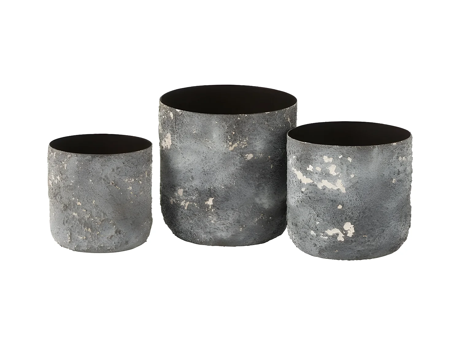Lot de 3 Cache-Pots en Métal "Effy" 18cm Gris