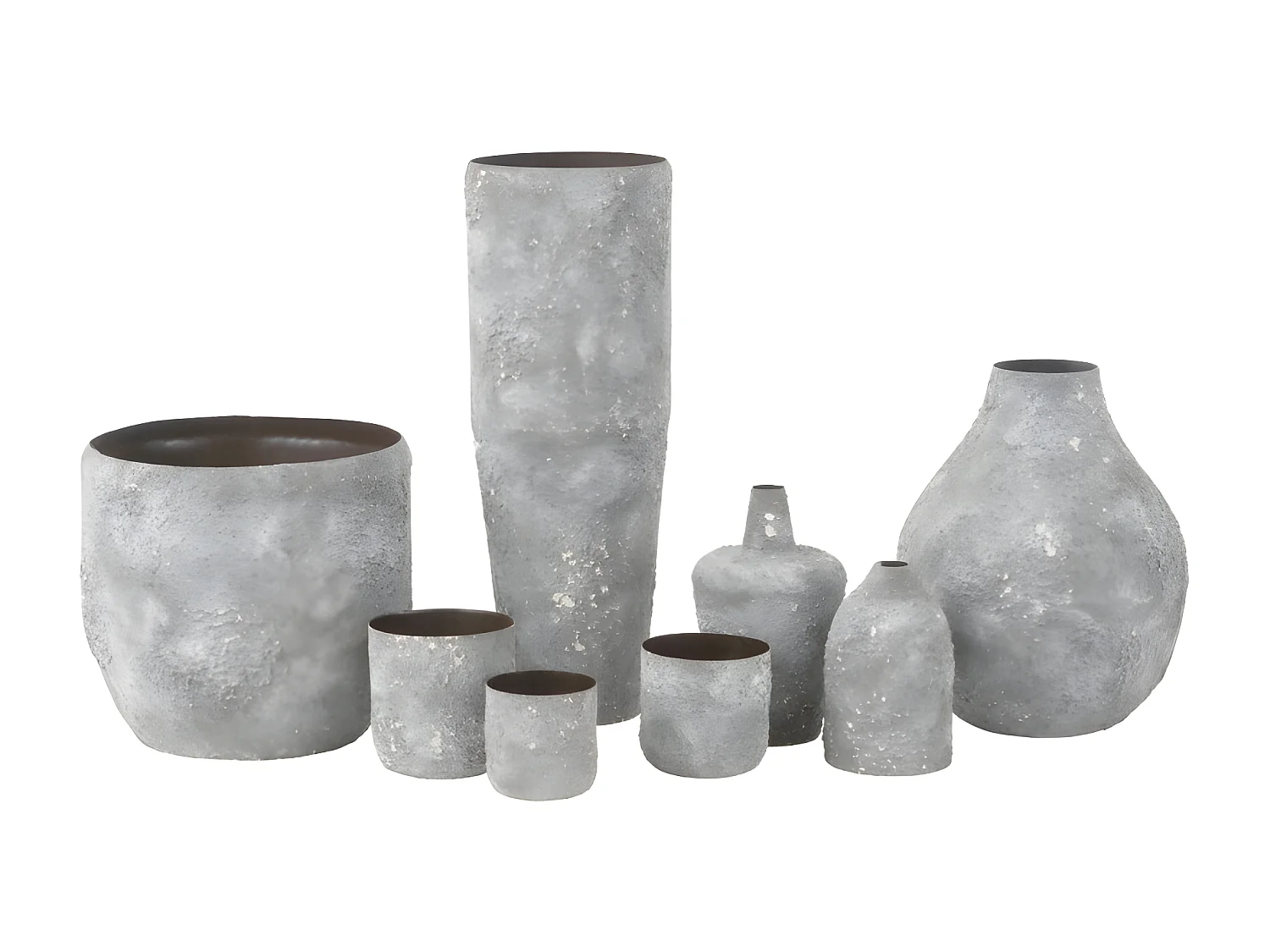 Lot de 3 Cache-Pots en Métal "Effy" 18cm Gris