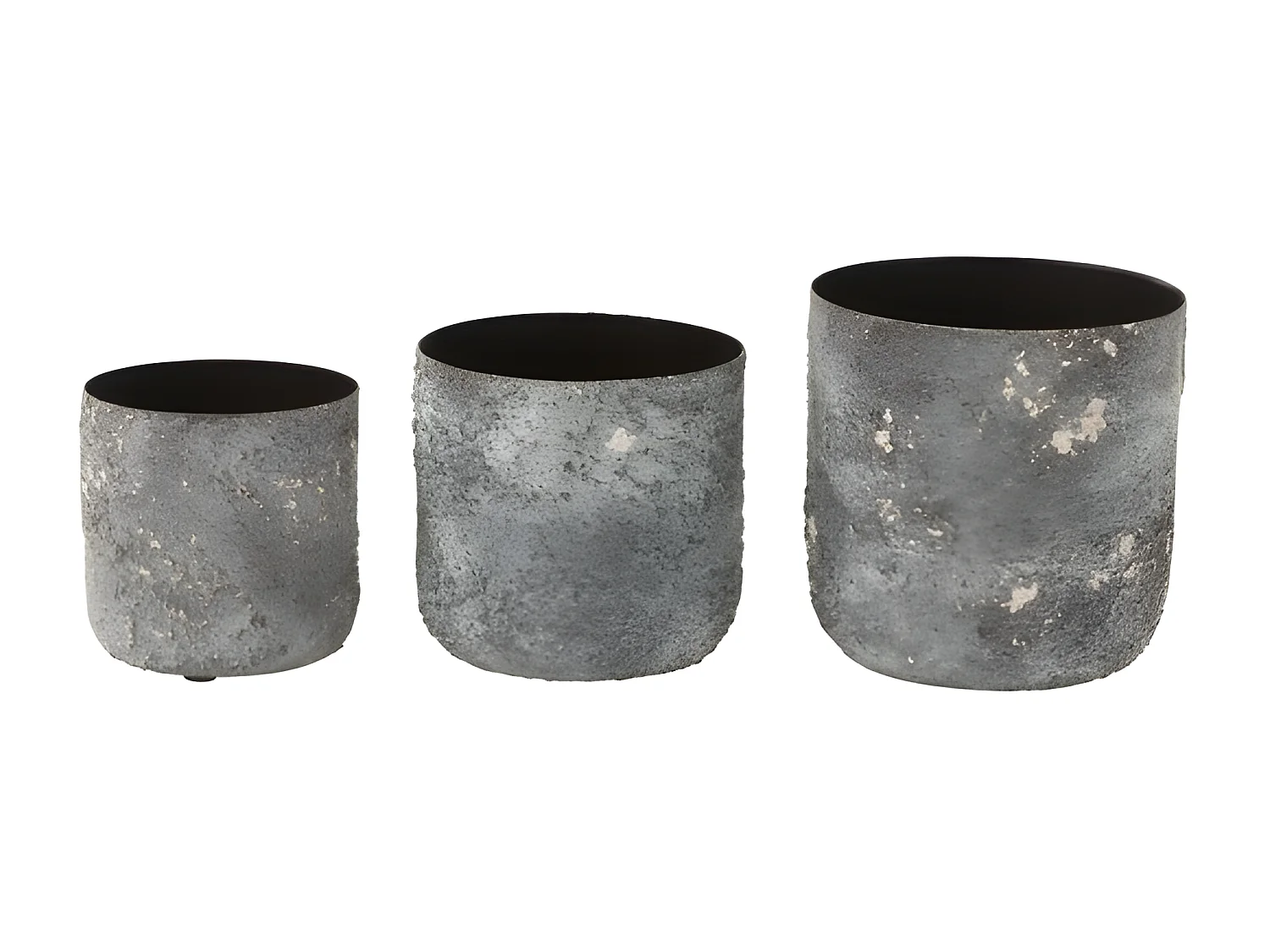 Lot de 3 Cache-Pots en Métal "Effy" 18cm Gris
