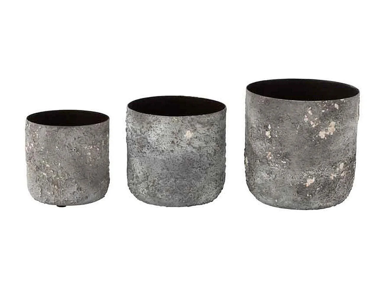 Set van 3 grijze metalen plantenpotten 18x18x18.5 cm