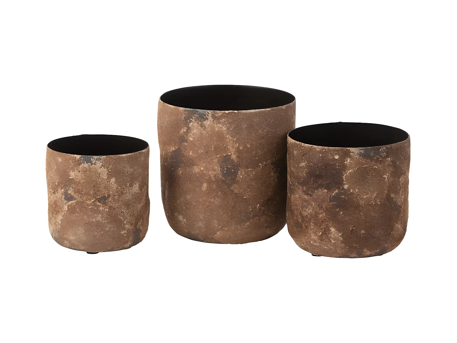 Lot de 3 Cache-Pots en Métal "Effy" 18cm Marron