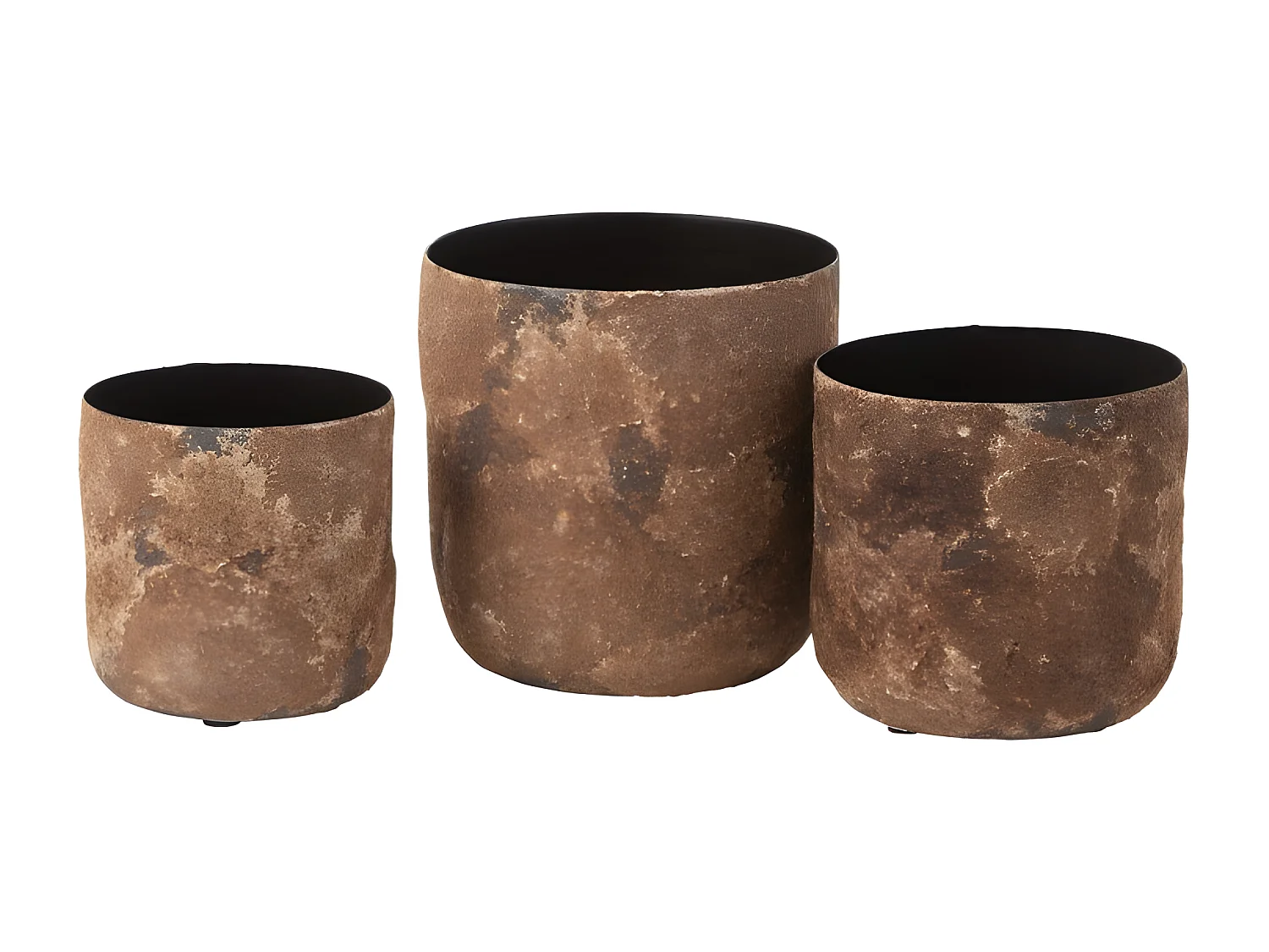 Lot de 3 Cache-Pots en Métal "Effy" 18cm Marron