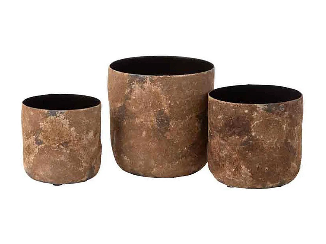 Lot de 3 Cache-Pots en Métal "Effy" 18cm Marron