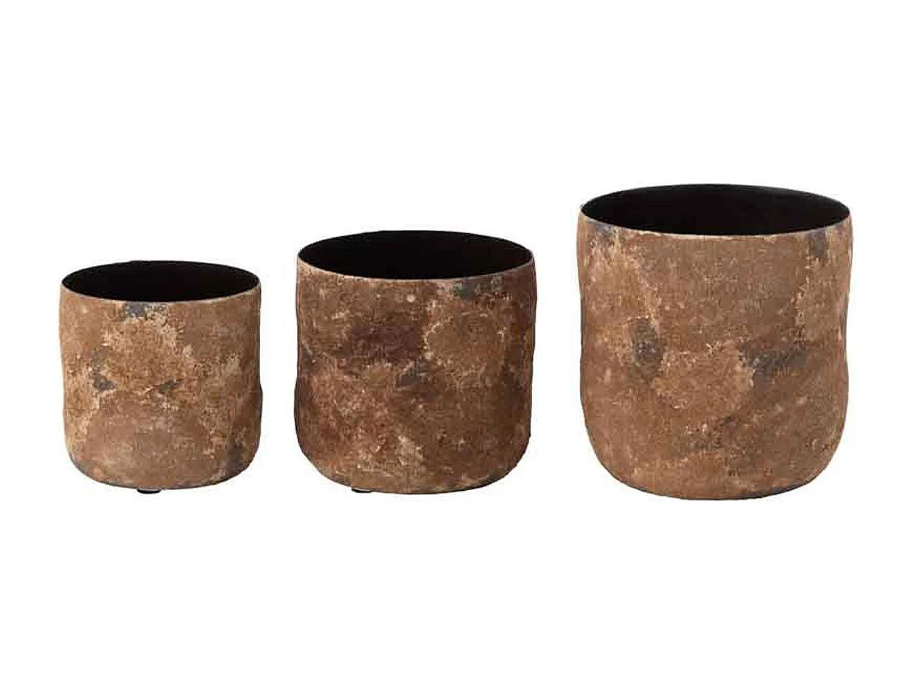 Lot de 3 Cache-Pots en Métal "Effy" 18cm Marron