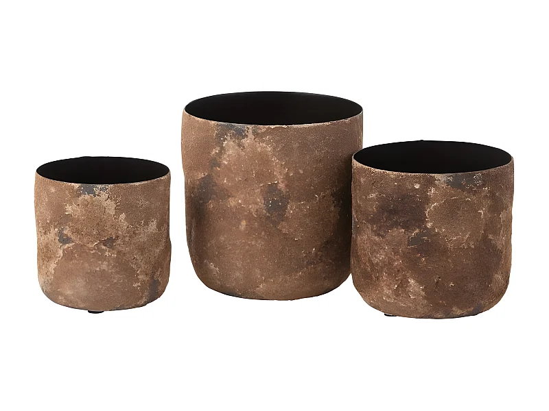 Lot de 3 Cache-Pots en Métal "Effy" 18cm Marron