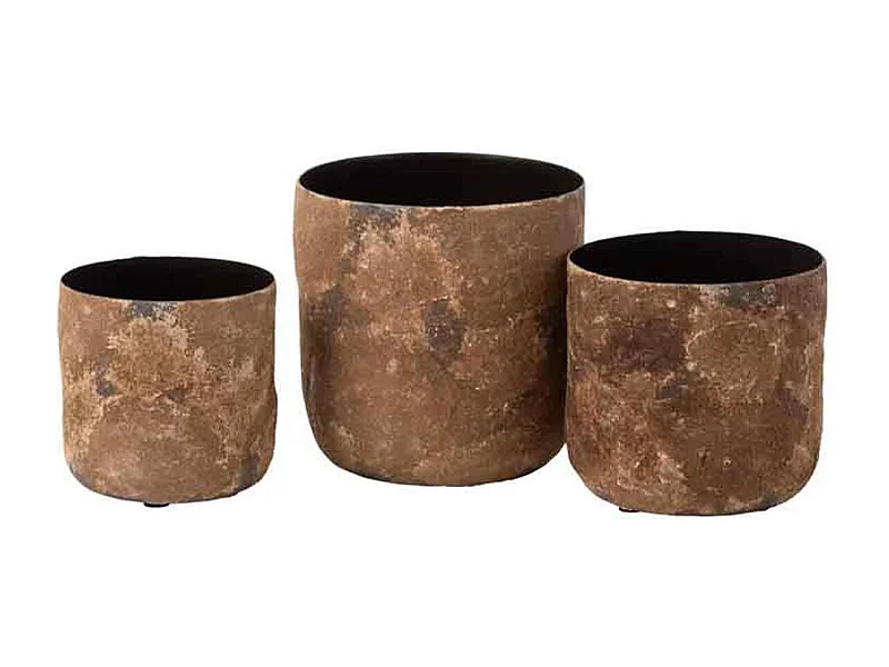 Lot de 3 Cache-Pots en Métal "Effy" 18cm Marron