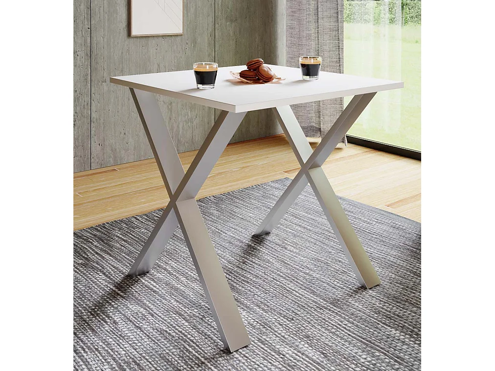 Dining table Xona Silver / White H. 76 x W. 80 x D. 50 cm