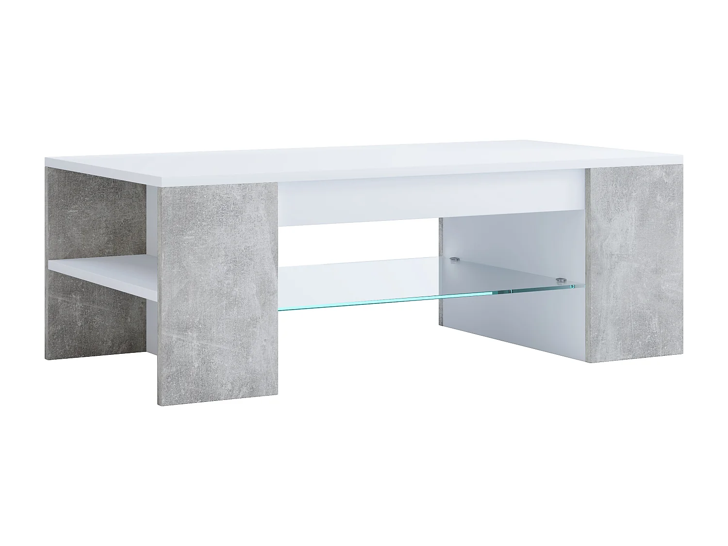 Side table & coffee table Tunas White / concrete optics H. 35 x W. 100 x D. 50 cm