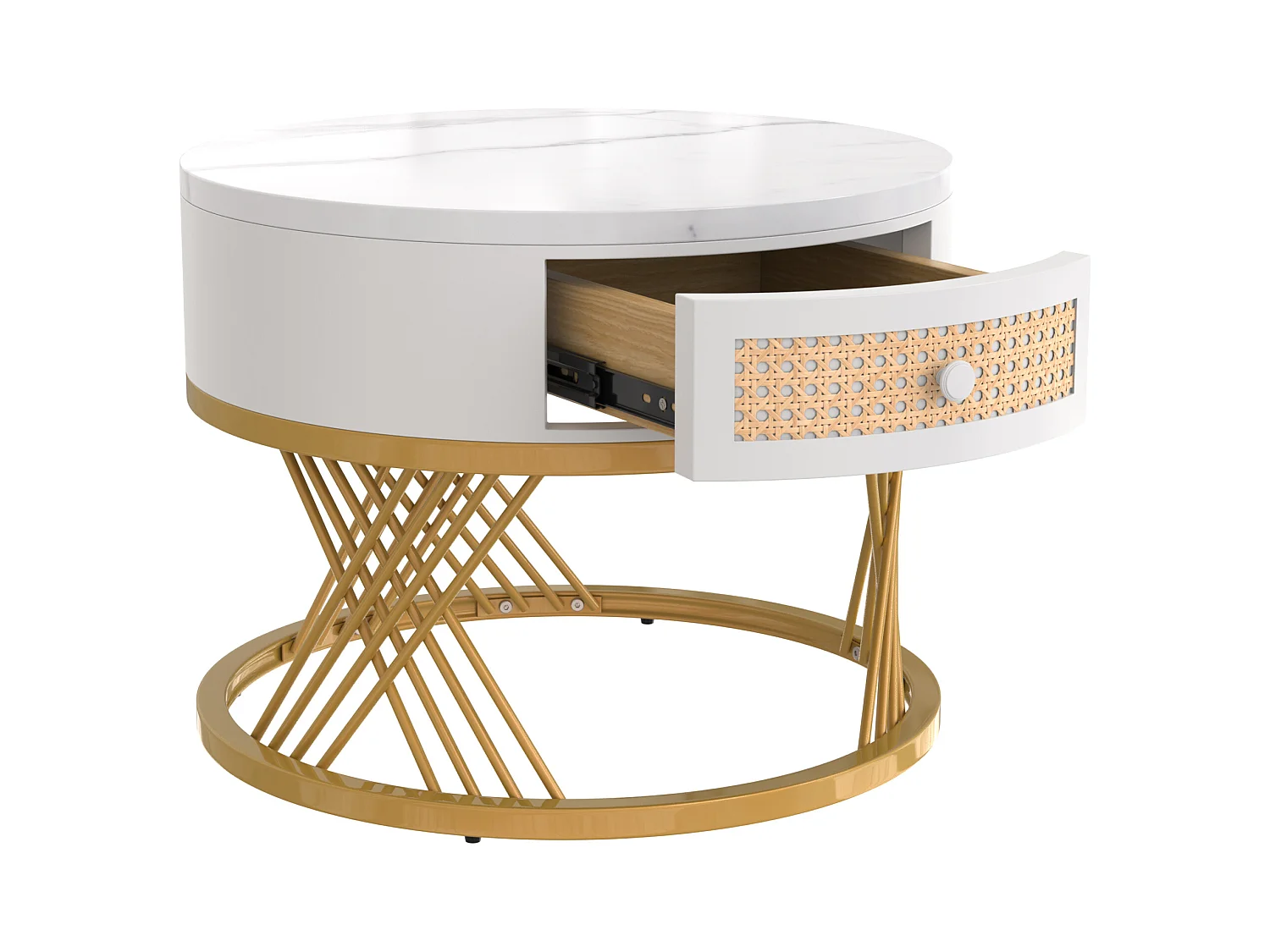 Set van 2 in elkaar geschoven salontafels - blad met marmereffect - Wit