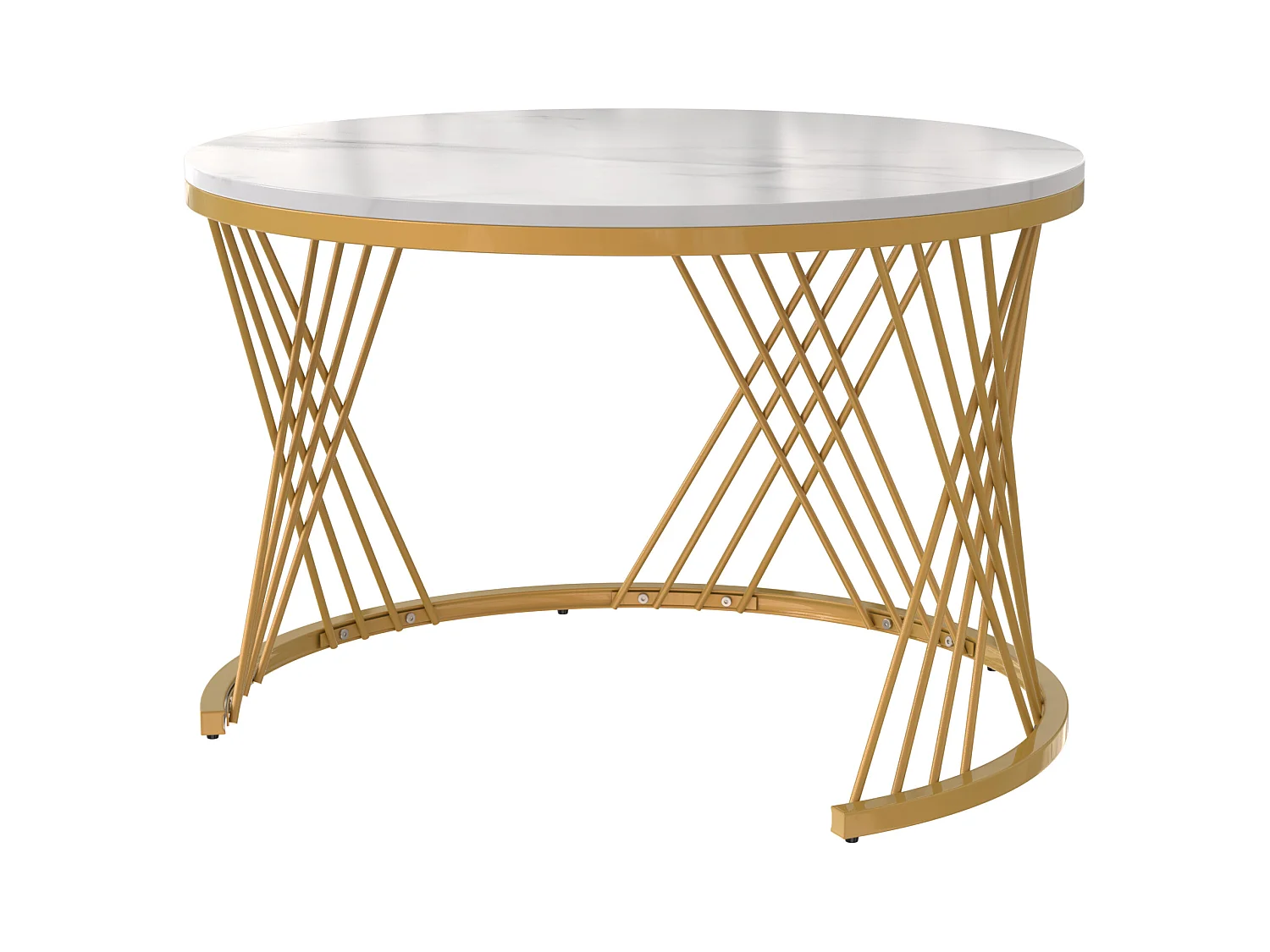 Set van 2 in elkaar geschoven salontafels - blad met marmereffect - Wit