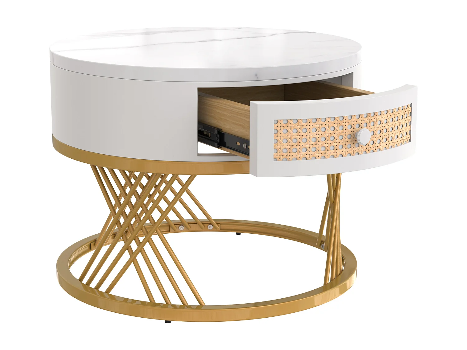 Lot de 2 tables basses gigognes - dessus effet marbre - Blanc