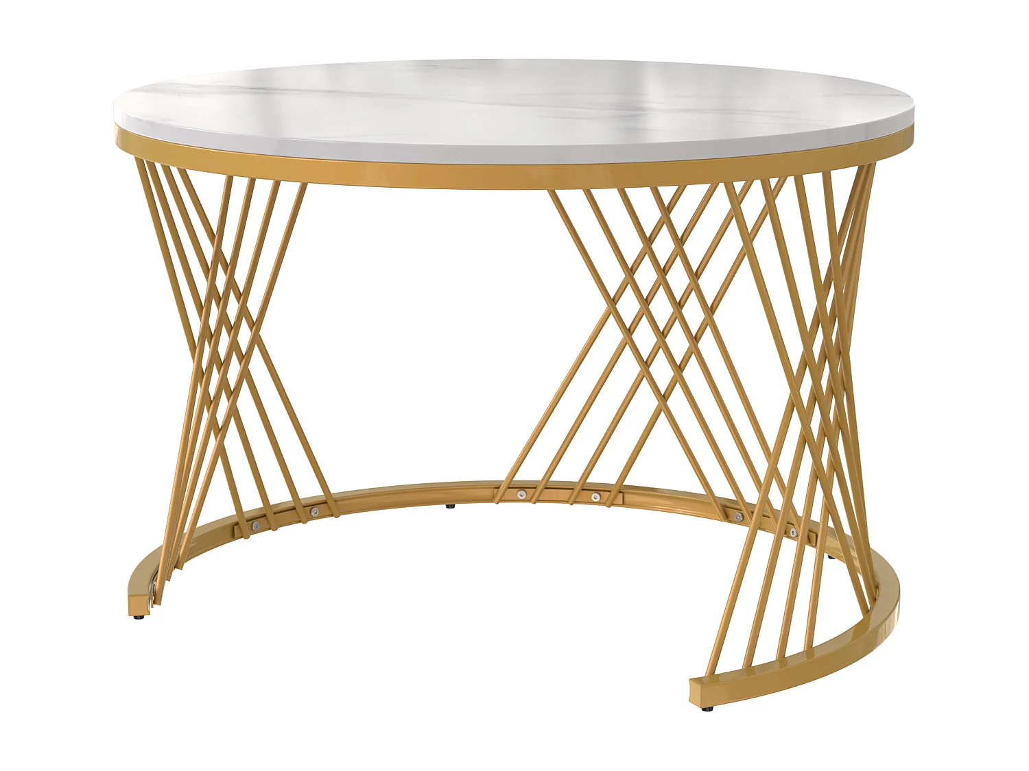 Lot de 2 tables basses gigognes - dessus effet marbre - Blanc