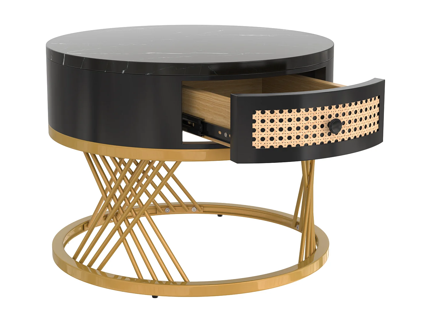 Lot de 2 tables basses gigognes - dessus effet marbre - Noir