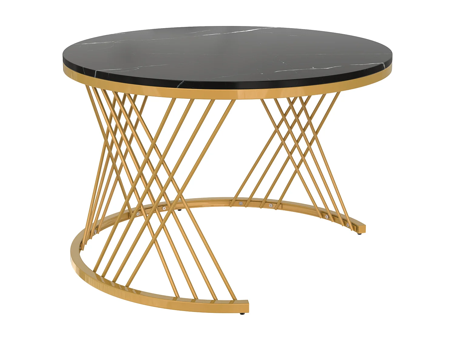 Lot de 2 tables basses gigognes - dessus effet marbre - Noir