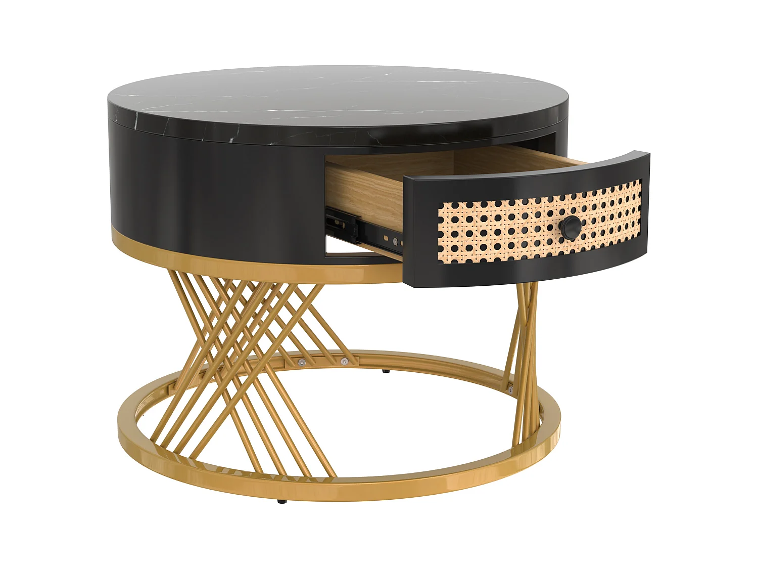 Juego de 2 mesas de centro nido - tapa efecto mármol - Negro