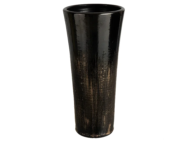 Jarrón mota cerámica negro/oro Alt. 39 cm