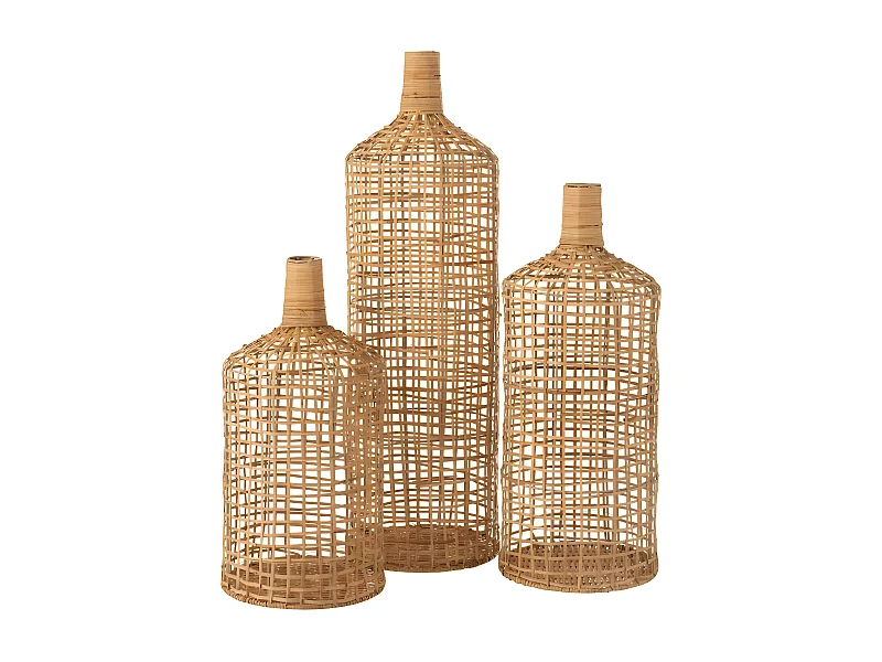 Lot de 3 Vases Déco "Bambou" 80cm Naturel