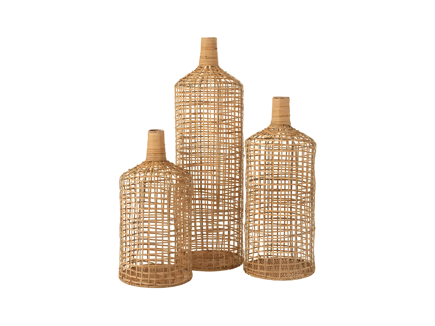Lot de 3 Vases Déco "Bambou" 80cm Naturel