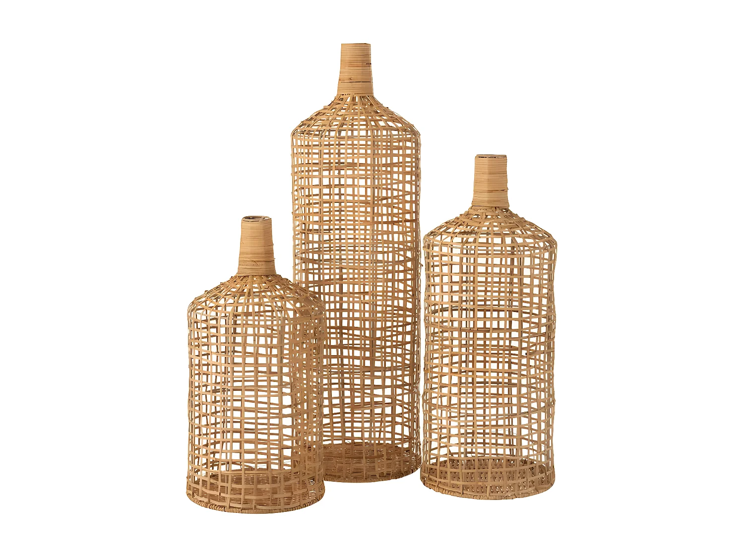 Lot de 3 Vases Déco "Bambou" 80cm Naturel