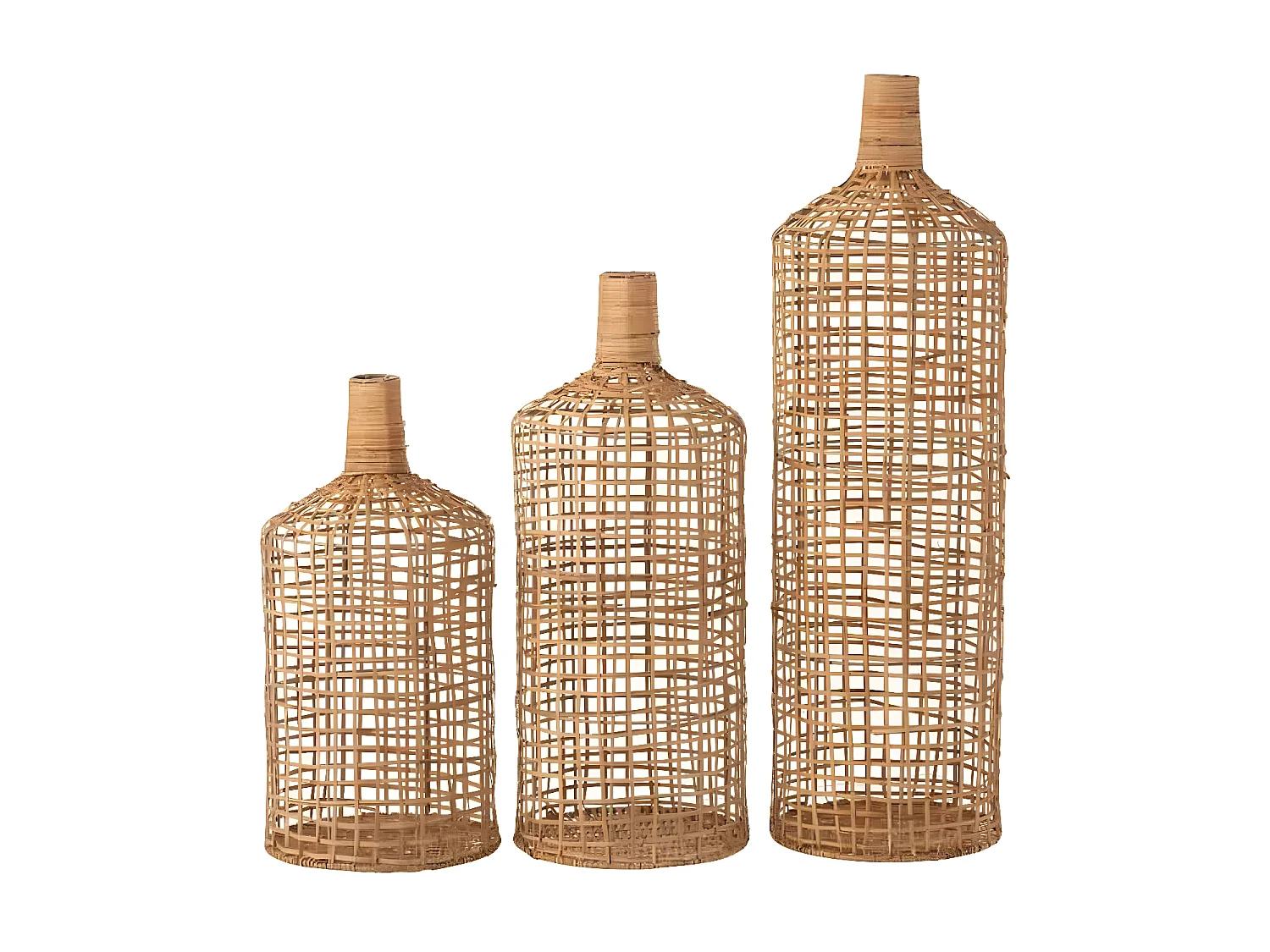 Lot de 3 Vases Déco "Bambou" 80cm Naturel
