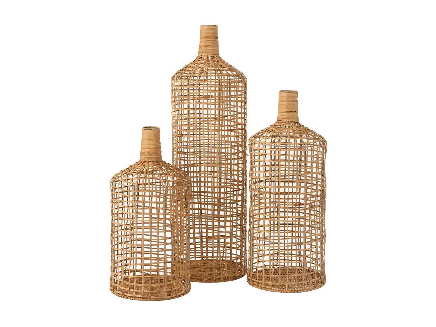 Lot de 3 Vases Déco "Bambou" 80cm Naturel