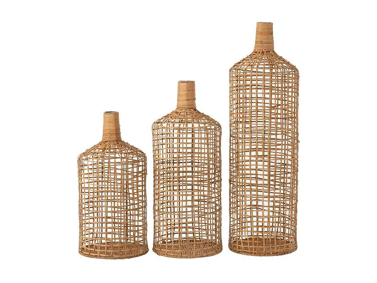 Lot de 3 Vases Déco "Bambou" 80cm Naturel