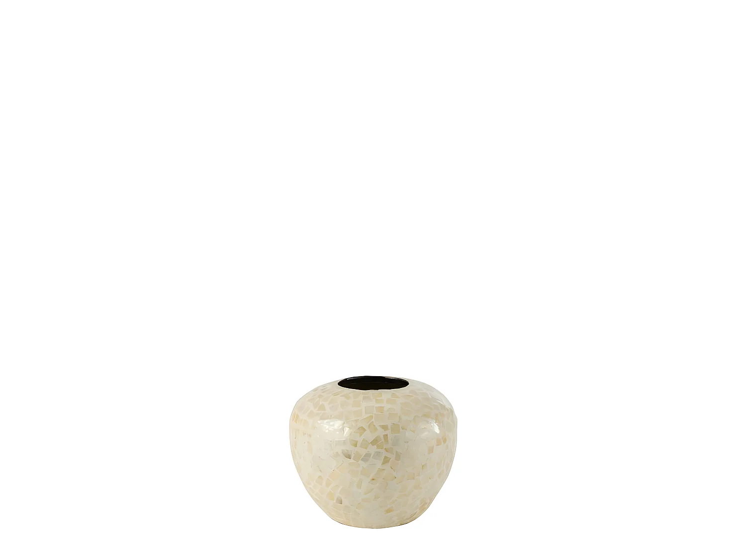 Vase Boule Motif Mosaïque "Nuye" 26cm Ivoire