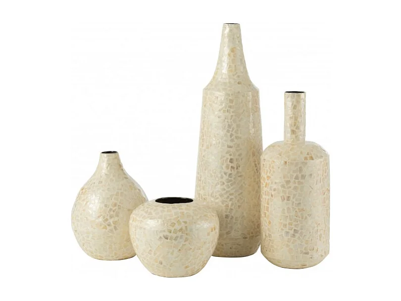 Vaso a sfera in legno crema 26x26x21,5 cm