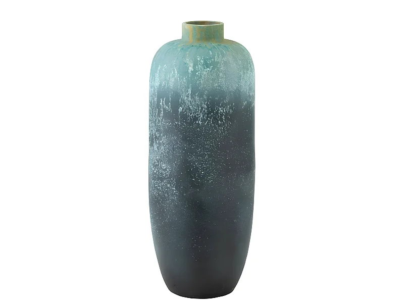 Jarrón vintage alto de cerámica azul 35x35x93 cm