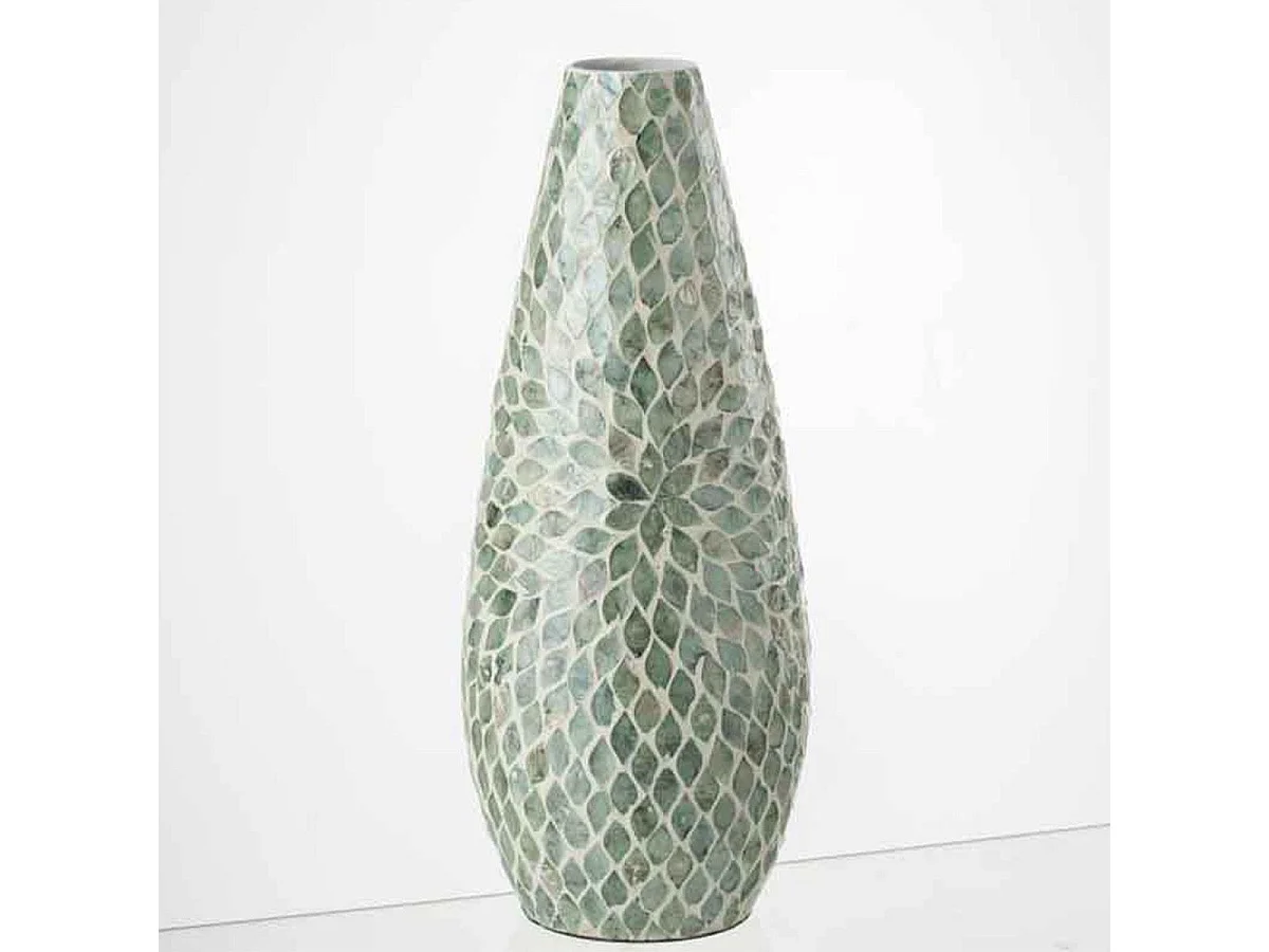 Vaso in legno azzurro 17x17x47 cm