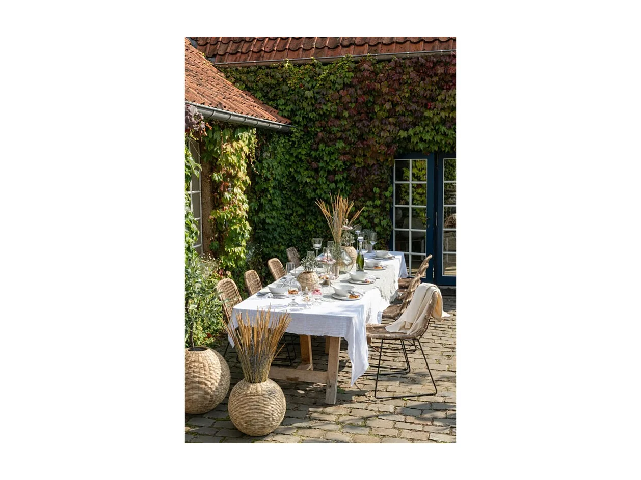 Jarrón de madera natural en forma de bola de 35x35x32 cm