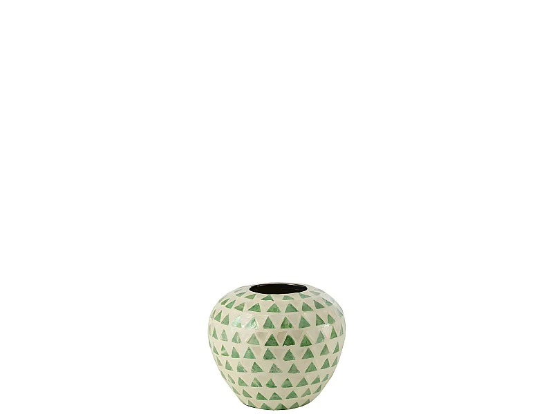 Vase Boule Motif Mosaïque "Nuye" 26cm Vert