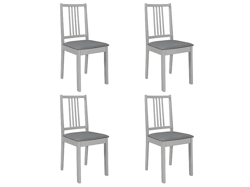 Lot de 4 chaises de salle à manger cuisineà dîner avec coussins gris bois solide CDS022102