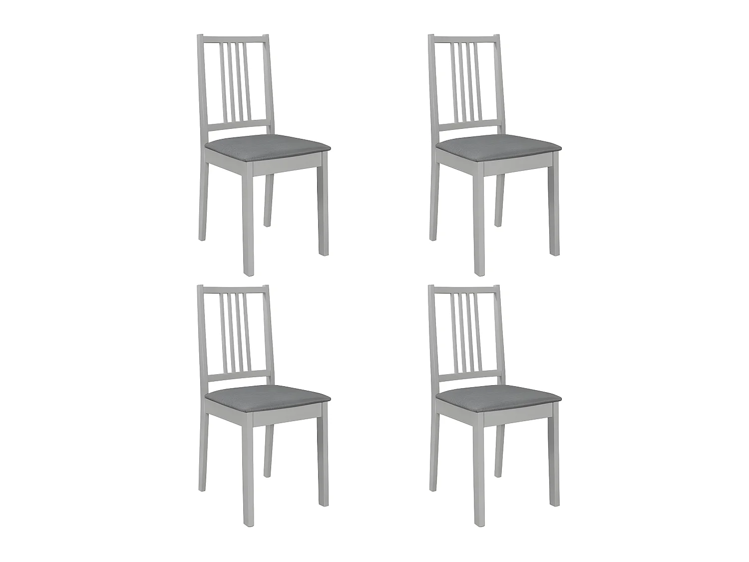 Lot de 4 chaises de salle à manger cuisineà dîner avec coussins gris bois solide CDS022102