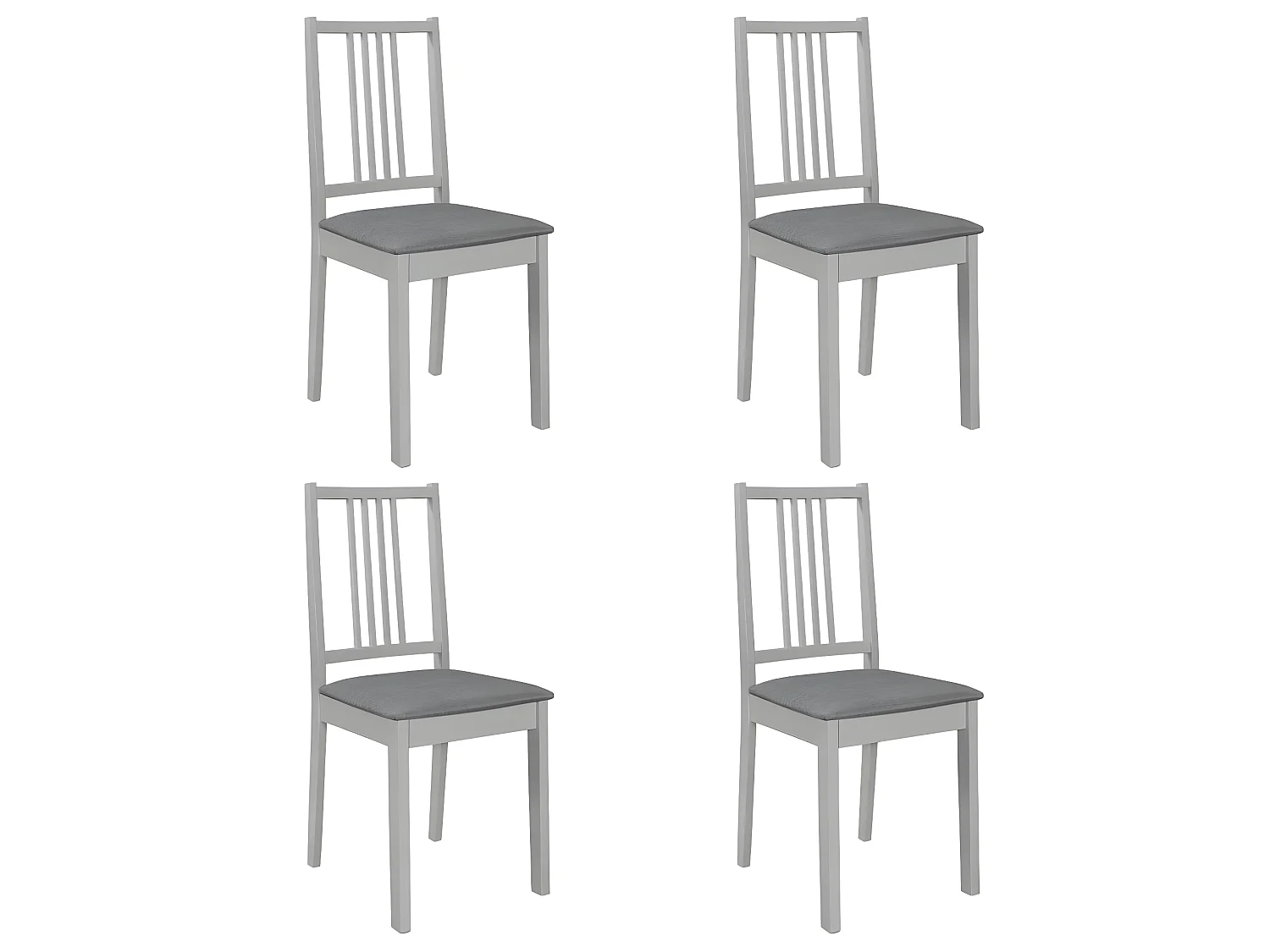 Lot de 4 chaises de salle à manger cuisineà dîner avec coussins gris bois solide CDS022102