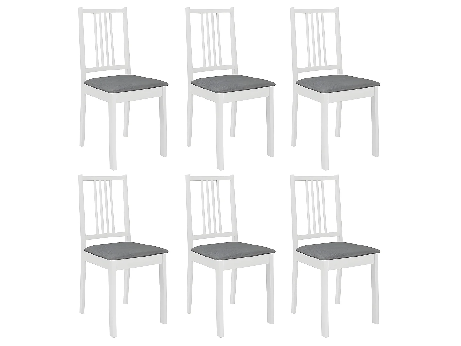 Lot de 6 chaises de salle à manger cuisineà dîner avec coussins blanc bois solide CDS022954