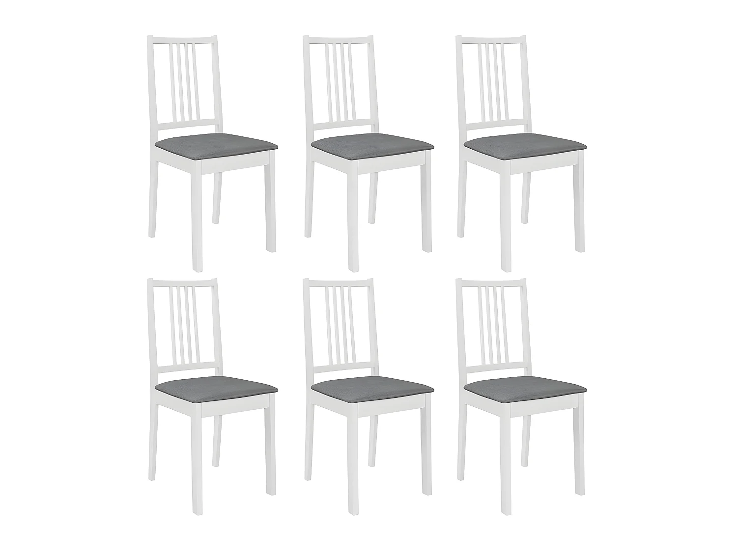 Lot de 6 chaises de salle à manger cuisineà dîner avec coussins blanc bois solide CDS022954