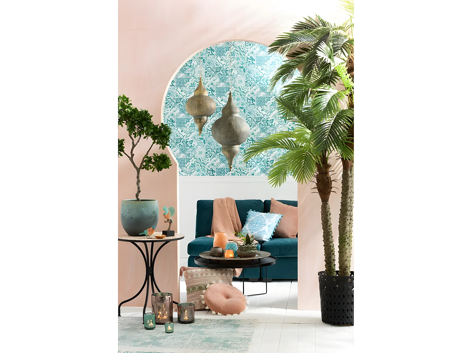 Plante Artificielle en Pot "3 Palmiers" 300cm Vert