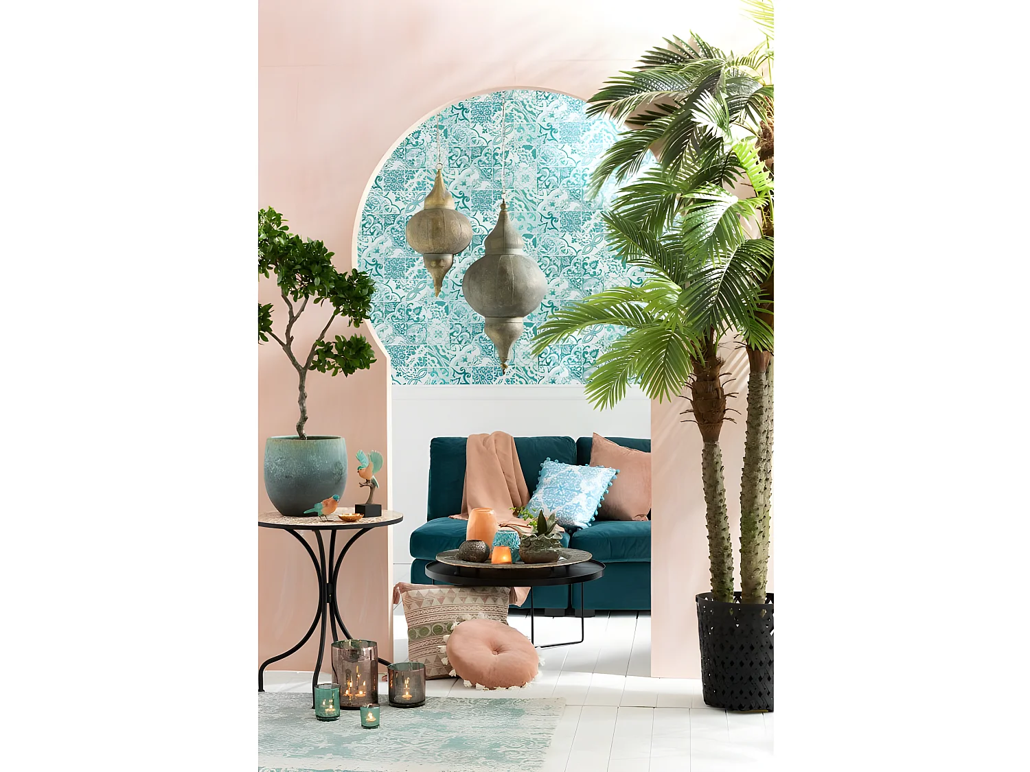 Plante Artificielle en Pot "3 Palmiers" 300cm Vert