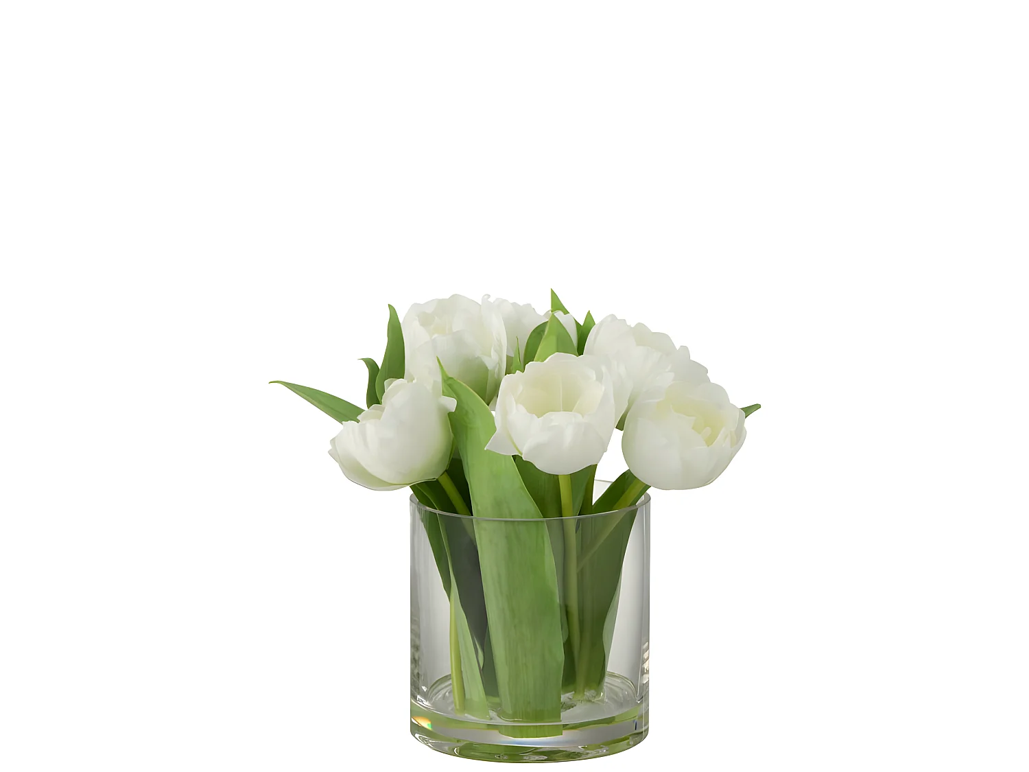 Tulipano artificiale in vaso di plastica bianca 20x18,5x22,5 cm