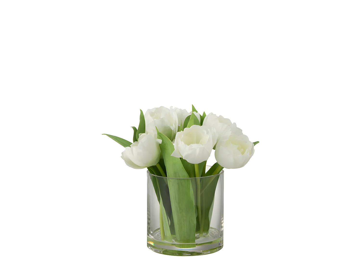 Tulipano artificiale in vaso di plastica bianca 20x18,5x22,5 cm