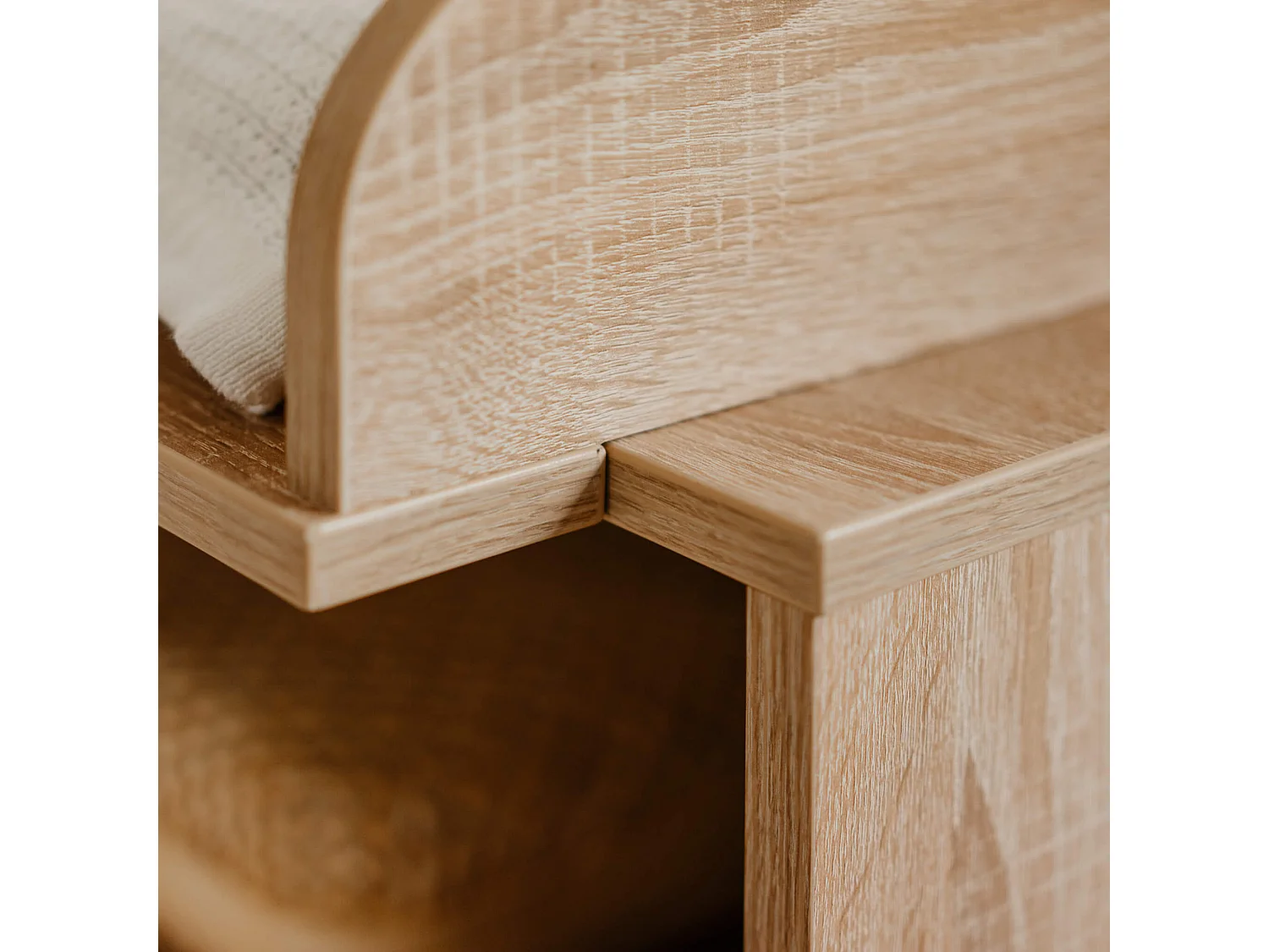 Commode à langer bébé 2 tiroirs en bois naturel effet cannage - CO7085