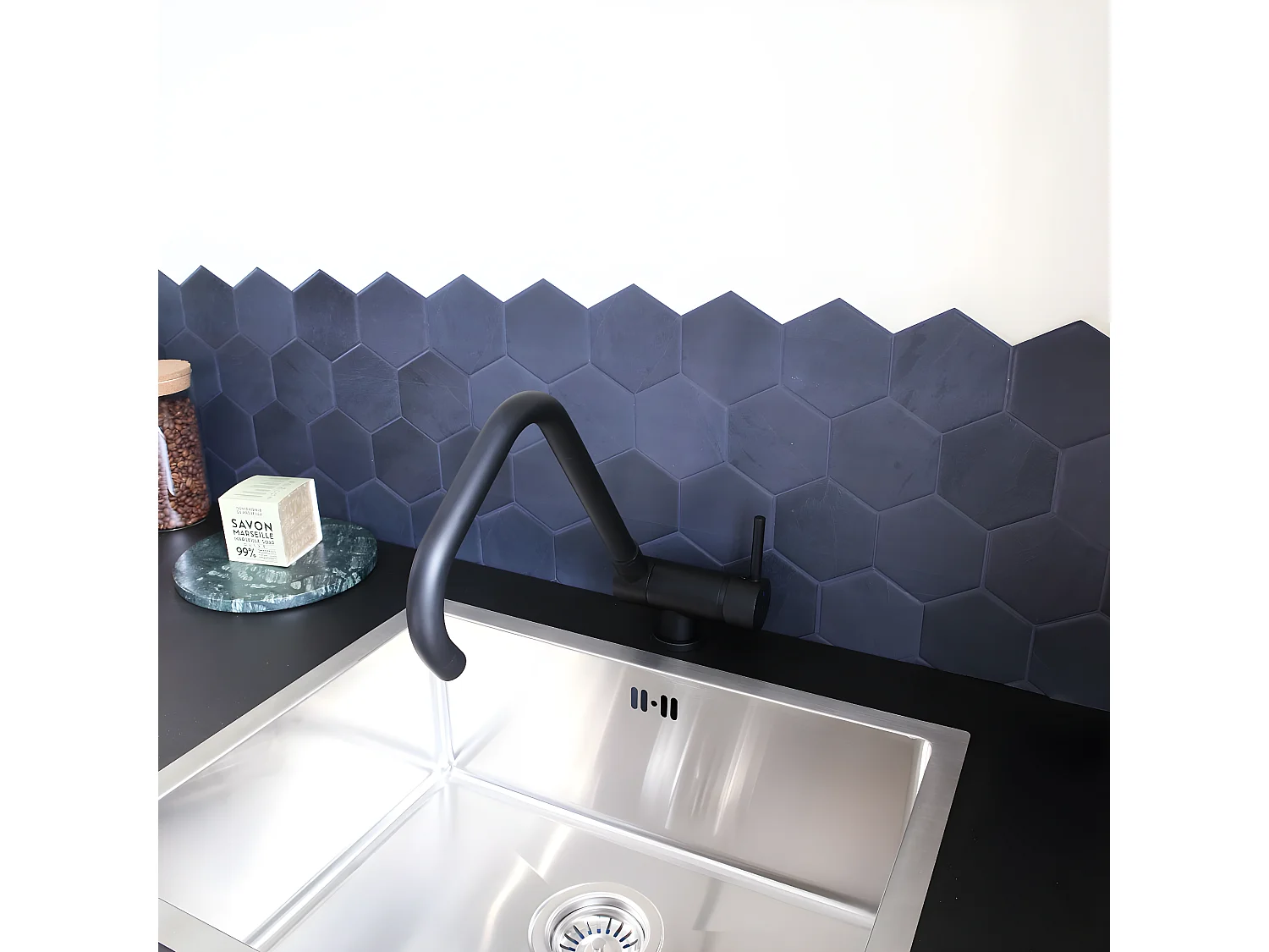 New Oslo mitigeur évier noir rabattable - Essebagno