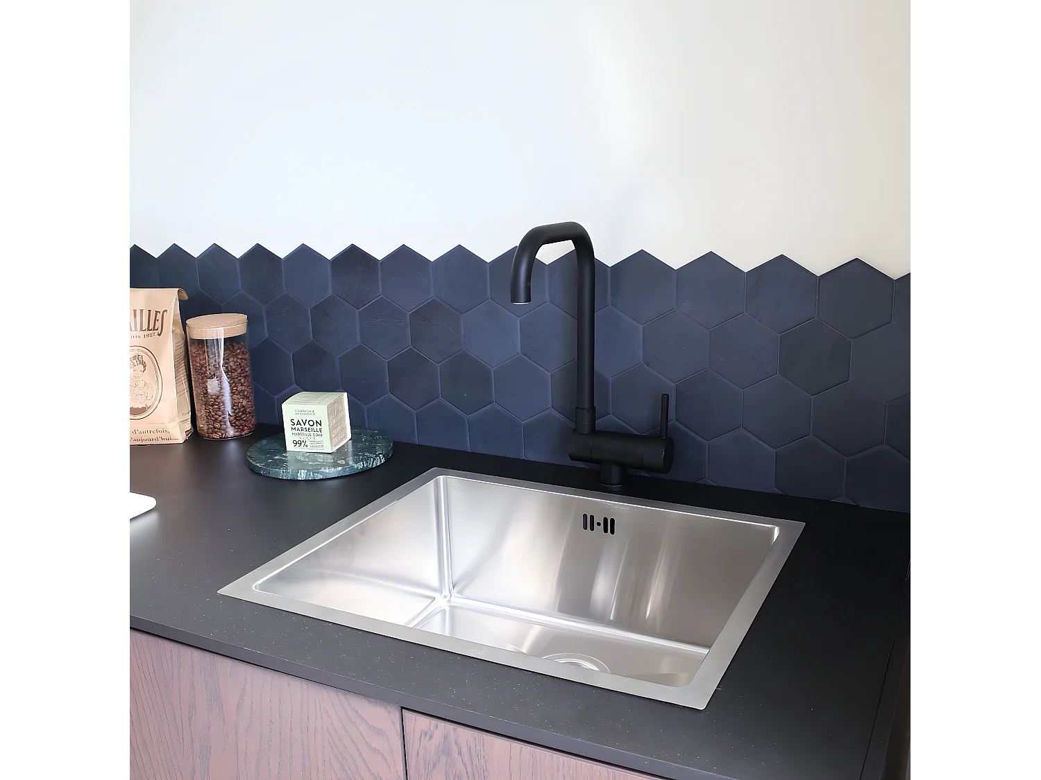 New Oslo mitigeur évier noir rabattable - Essebagno