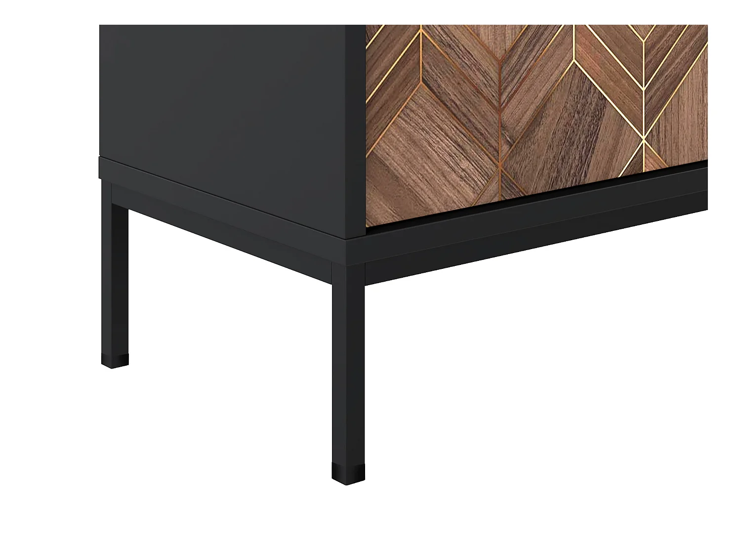 Buffet avec 2 portes et 3 tiroirs - Noir et Naturel foncé - MIALINE